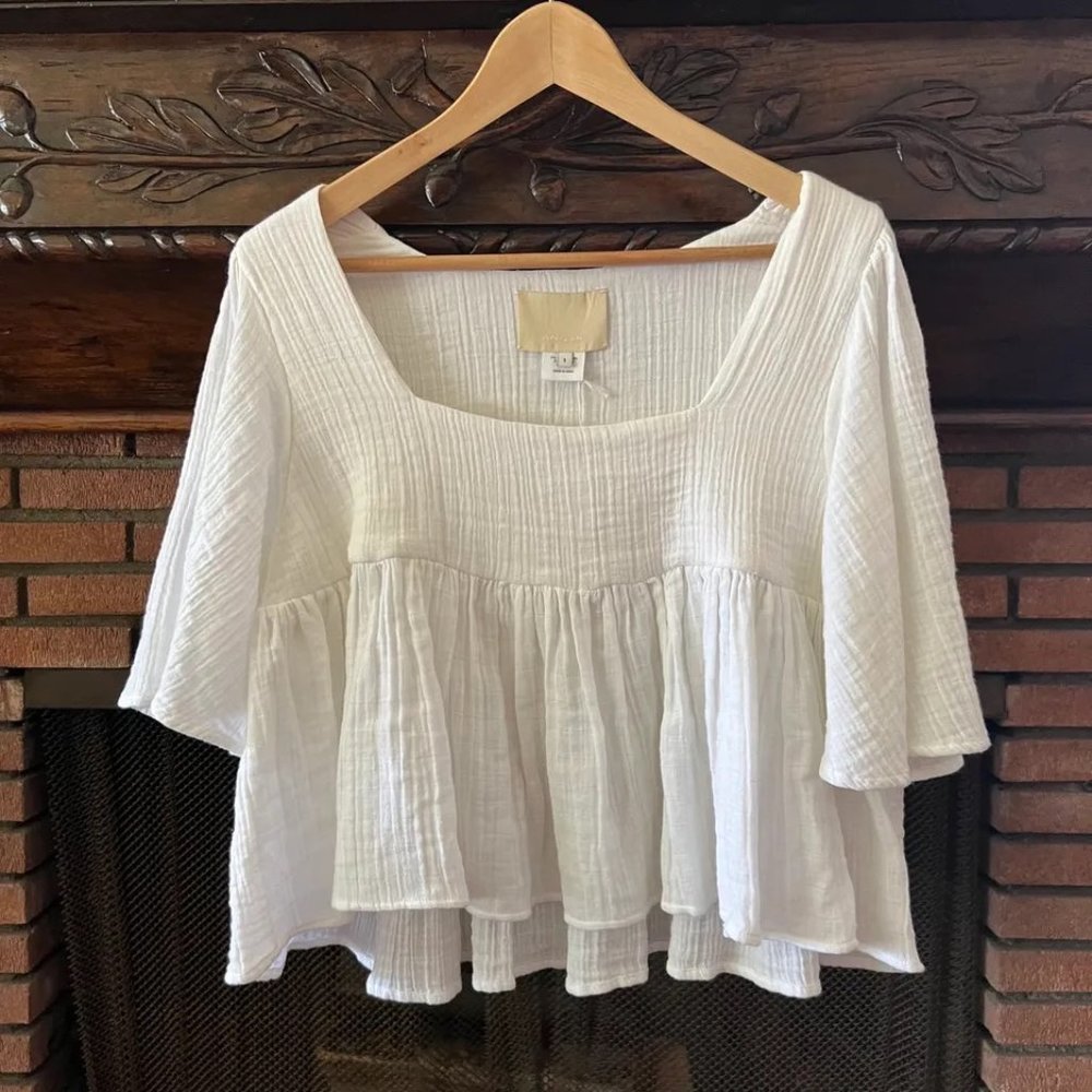 Anaak  Astrid ruffle-sleeve cotton white top 1 Small